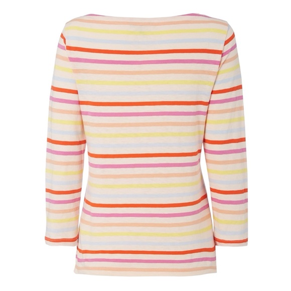 J. Crew Striped Boat Neck 3/4 Sleeve Top in Pink/Multicolor Size XXS - Picture 2 of 11
